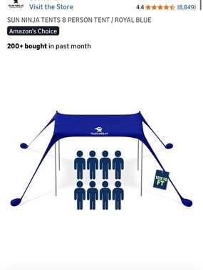 Sun Ninja 10x10 ft Royal Blue Sun Shade Canopy